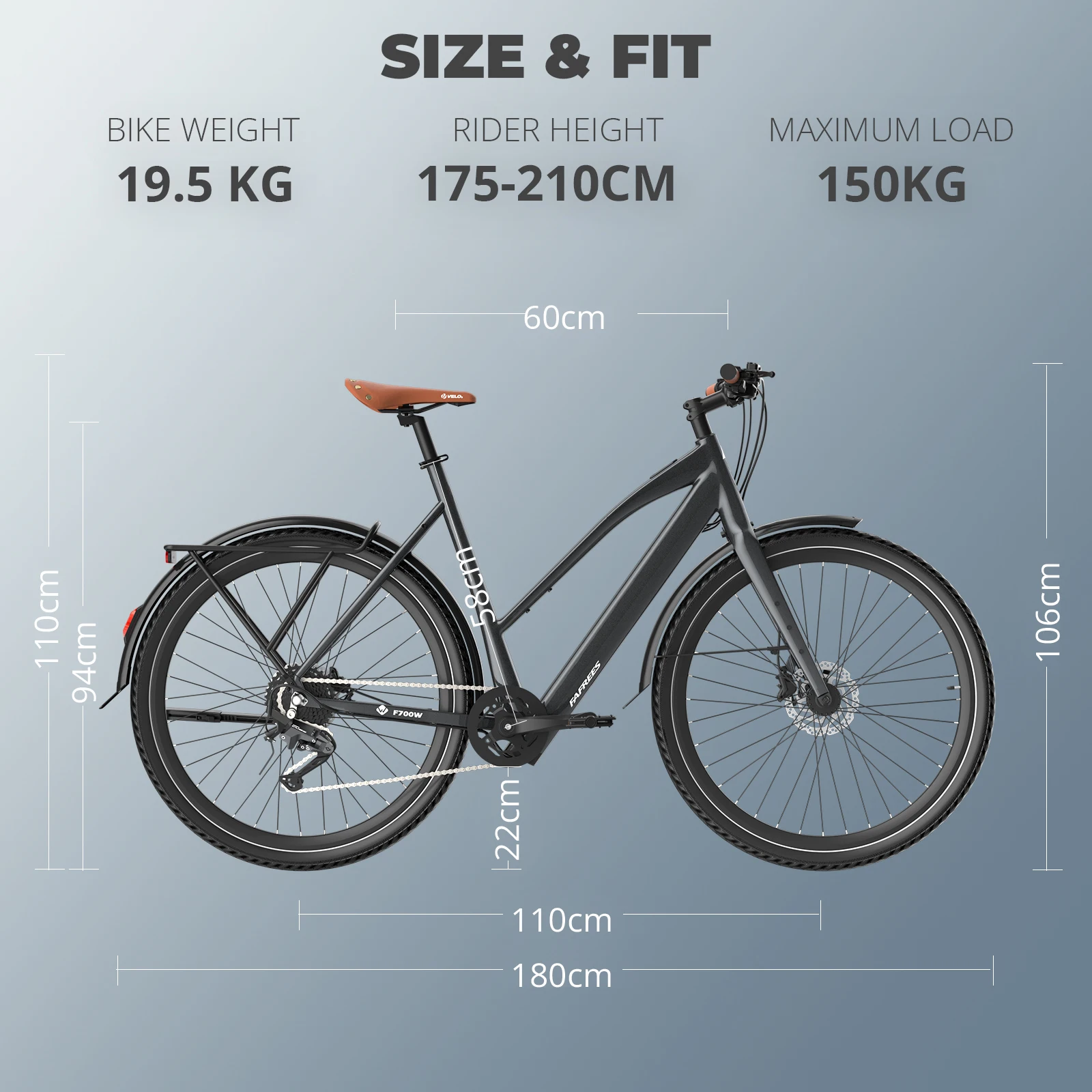 FAFREES F700M/F700W Adult Electric Bicycle 250W Motor City Electric Bicycle 36V10Ah Battery 700*42C Tire Commuter E-bike