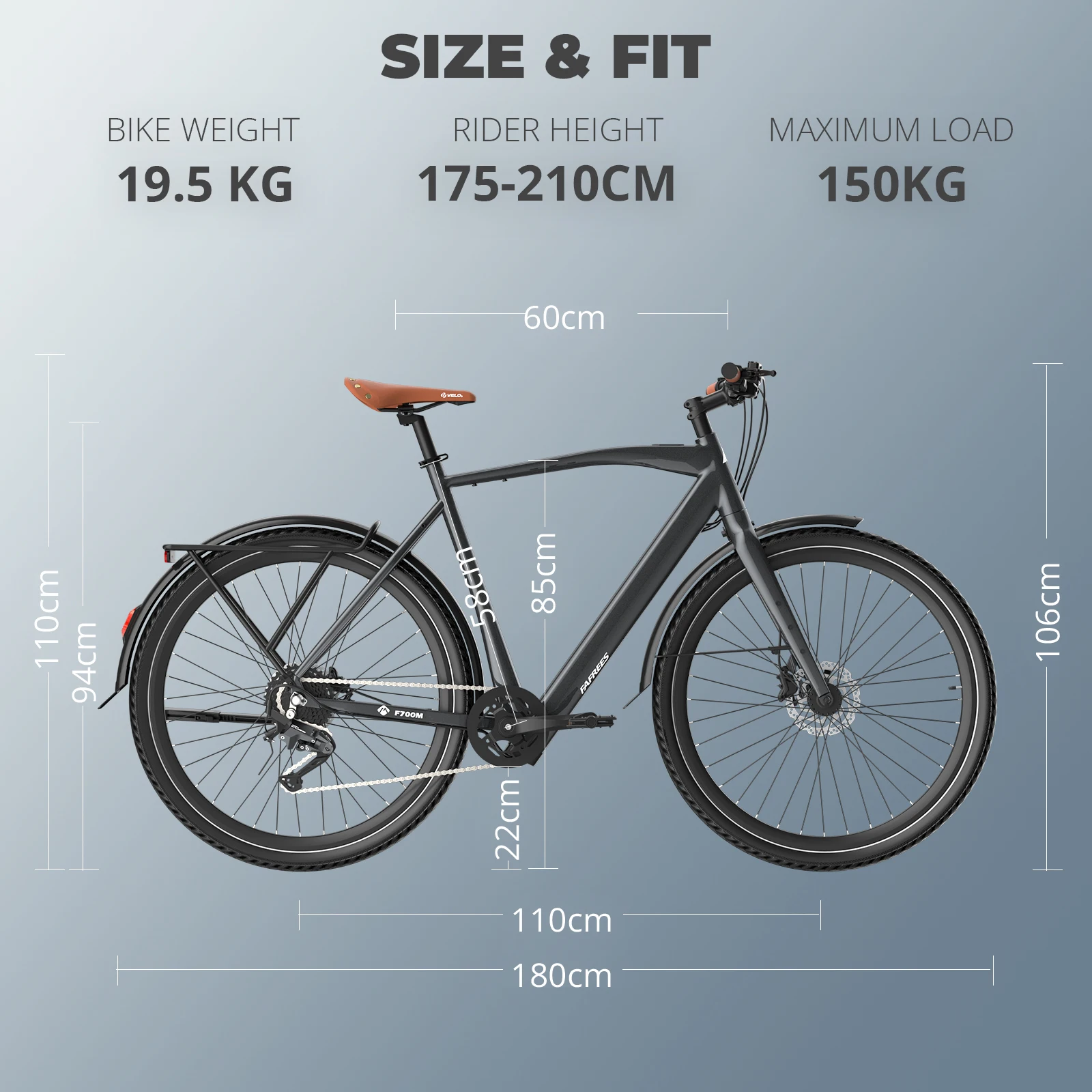 FAFREES F700M/F700W Adult Electric Bicycle 250W Motor City Electric Bicycle 36V10Ah Battery 700*42C Tire Commuter E-bike