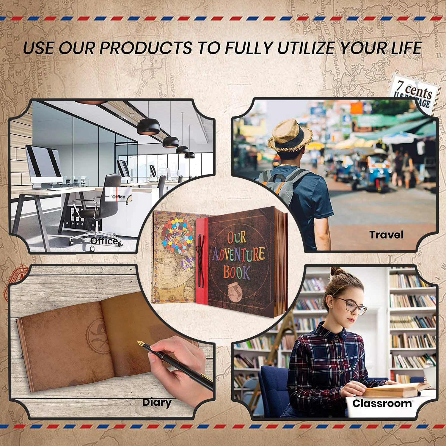 60 pages handmade DIY souvenir photo album our adventure book vintage kraft photo album wedding photo album Mother's Day gifts
