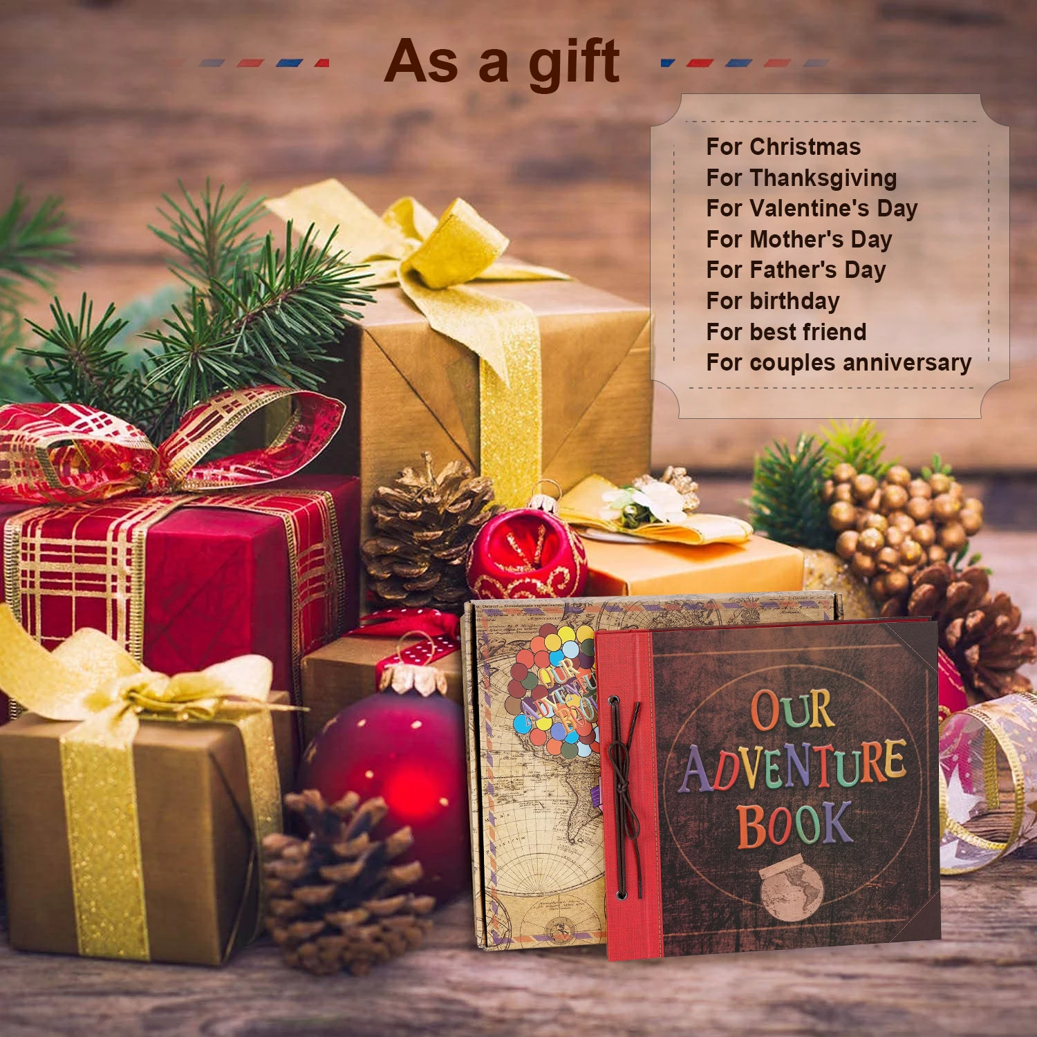 60 pages handmade DIY souvenir photo album our adventure book vintage kraft photo album wedding photo album Mother's Day gifts