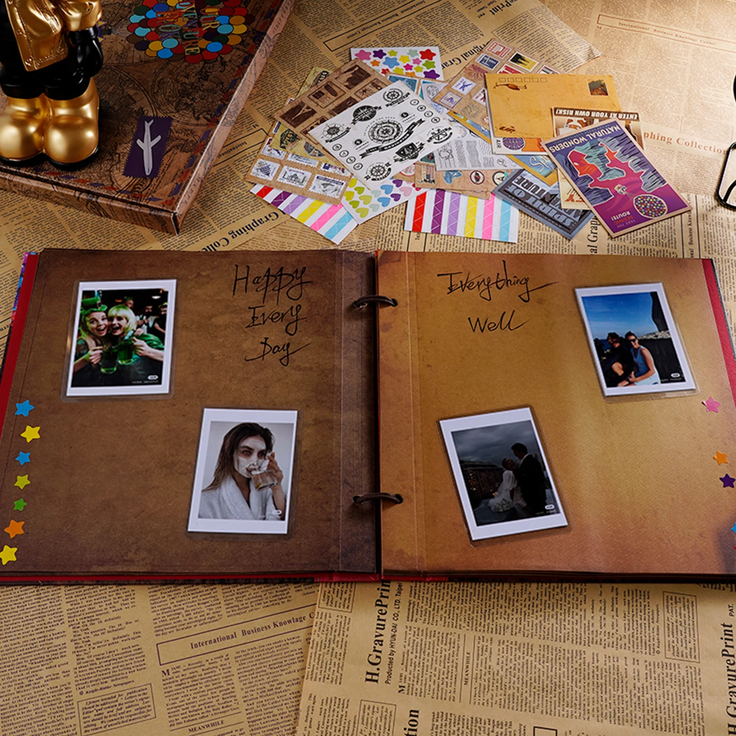 60 pages handmade DIY souvenir photo album our adventure book vintage kraft photo album wedding photo album Mother's Day gifts