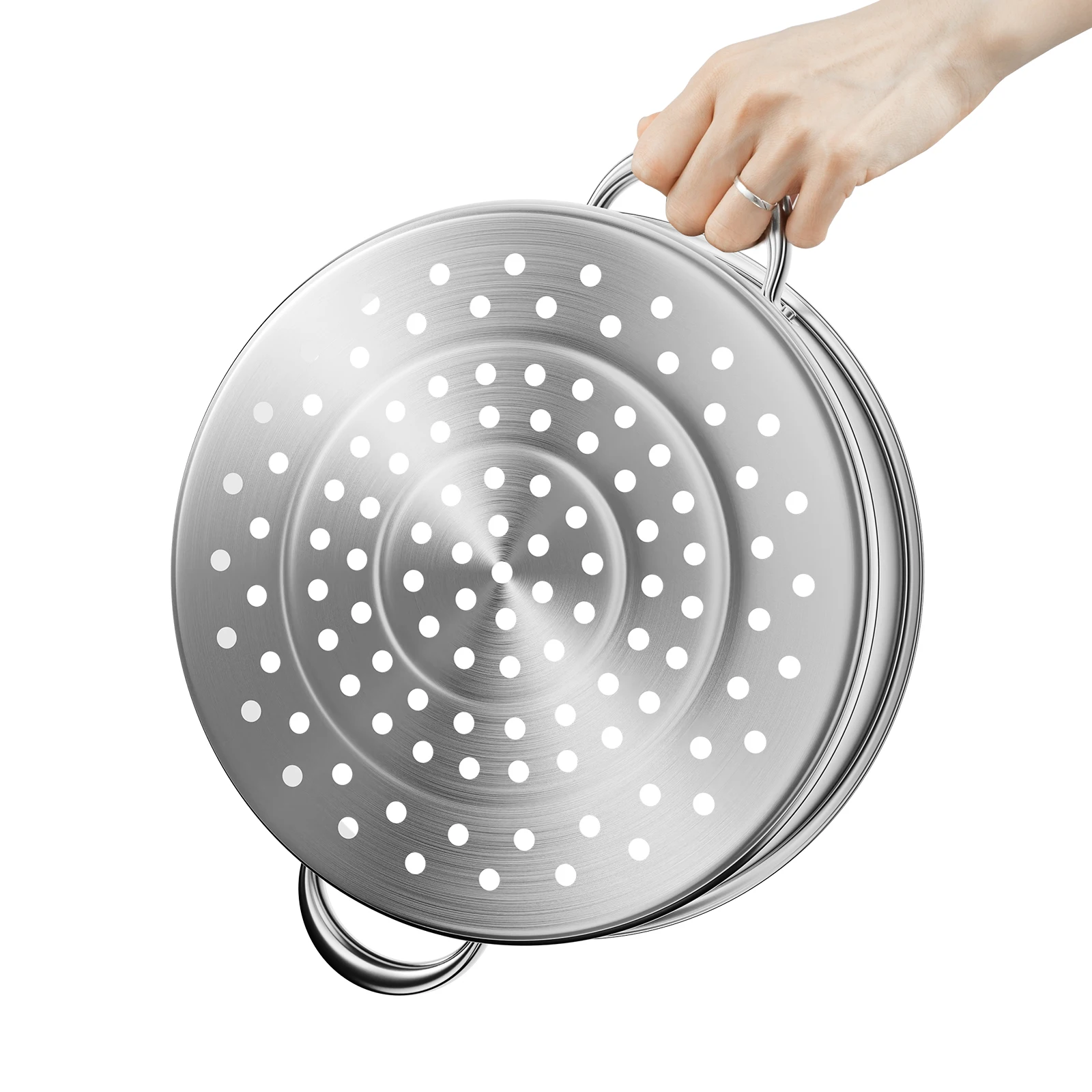 Stainless Steel Steamer with Glass Lid 5 Tier 46.5cm Cookware Cooking Pot Induction Hob Steamer for Dumplings Silver