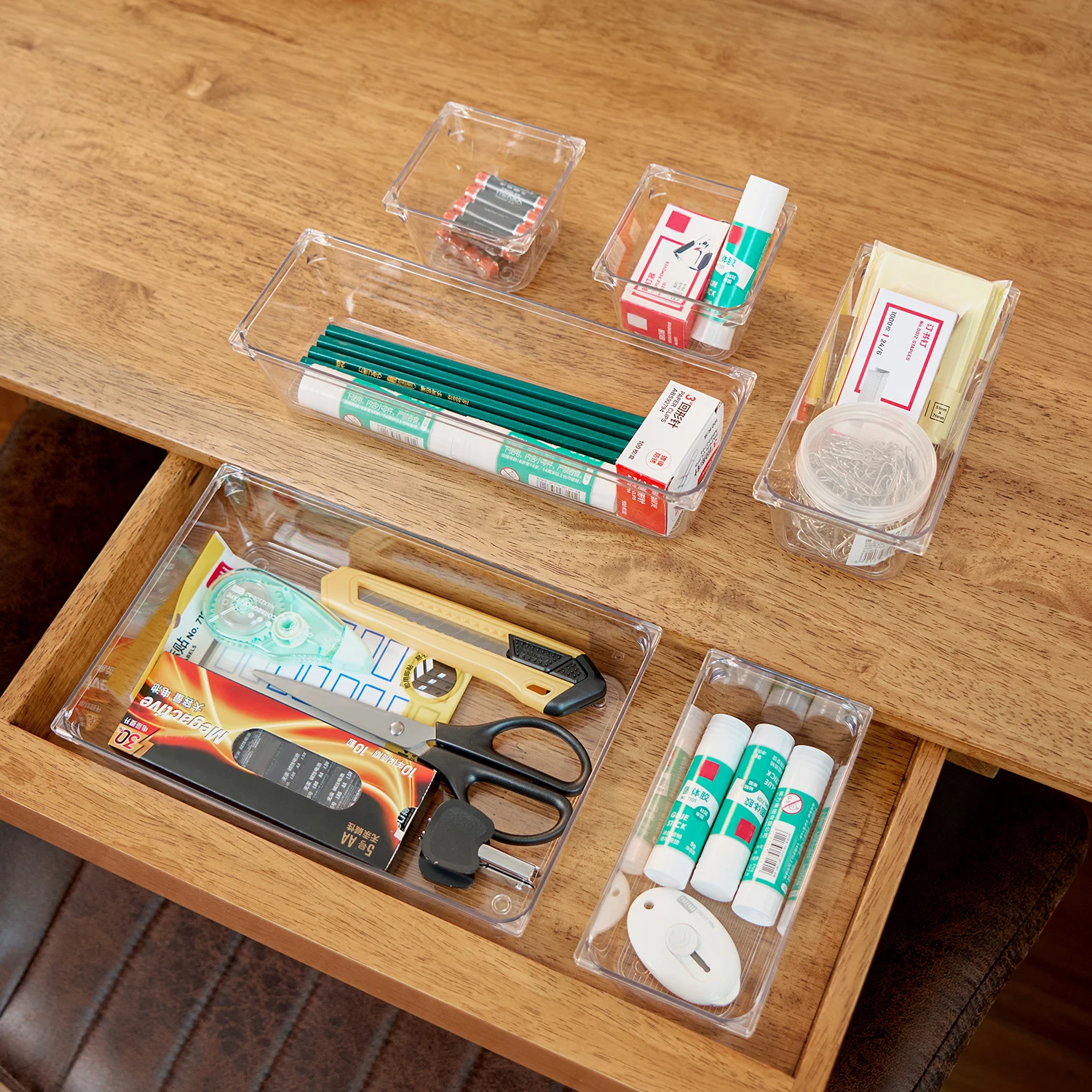 25 Bottom-Striped PET Drawer Organizers, Hassle-Free Storage Boxes for Drawer Tidying
