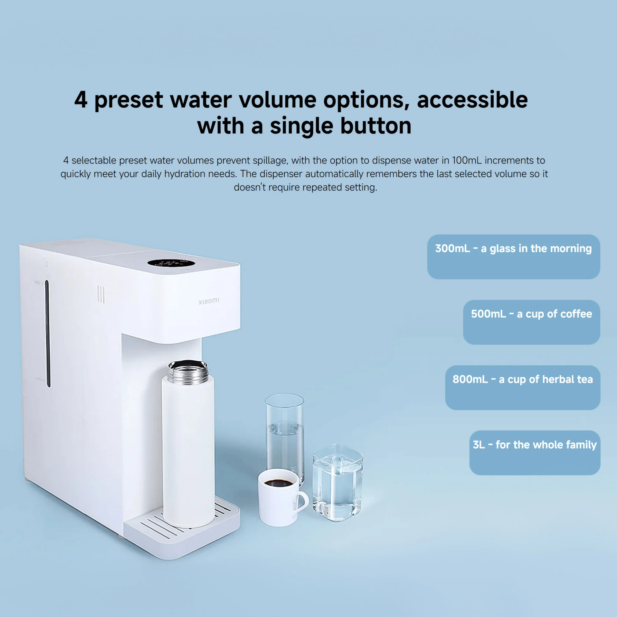 Xiaomi Smart Water Dispenser (Hot and Cold), 3 Seconds Quick Heating and 7°C Cold Water 3L Capacity With Display Mijia App Control