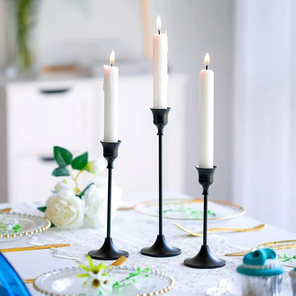 3Pcs/set Tulip Nordic Candlesticks Gold Candlestick Candle Holder Dinner Decor