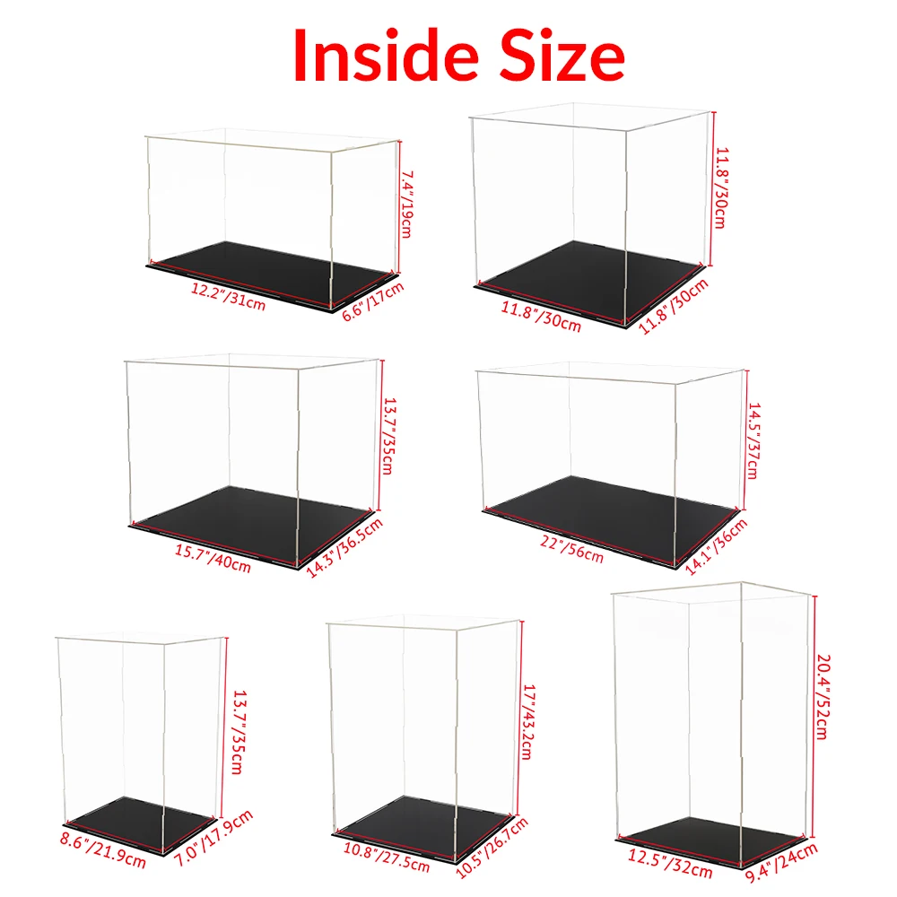 Odoria Large Acrylic Display Case 30/35/43/52/56cm Dustproof Clear Box Cabinet for Action Figure Collectibles Model Doll Scale