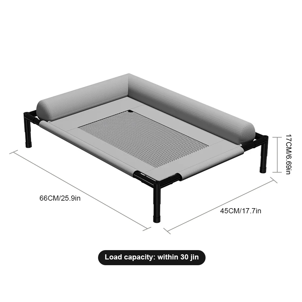 Raised Mesh Cooling Dog Cat Cot with Removable Washable Bolsters Pet Sofa Bed Cooling Pet Sofa Cot for Large Dogs Indoor Outdoor
