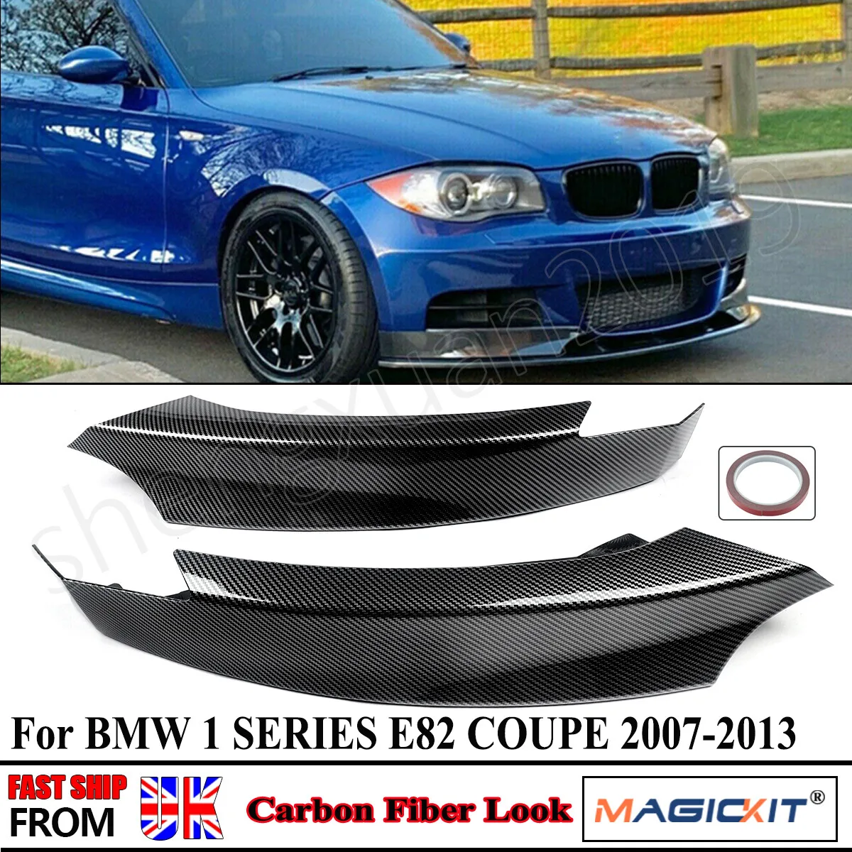 Front Lip Surround For BMW 1 Series E82 E88 F20 F21 118d 120i 125i 128i 135i M Sport 2007-2013 Front Splitter Corner Carbon Look
