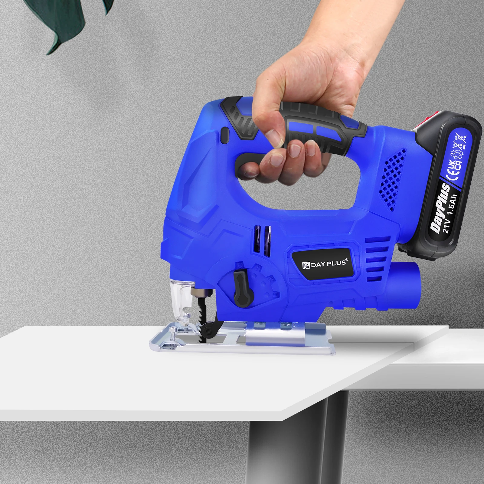 400W Cordless Jigsaw with 1500mAh Li-Ion Battery and Charger, Brushless Motor, 8pcs Blades, LED Light, 3000 SPM, for Wood Metal
