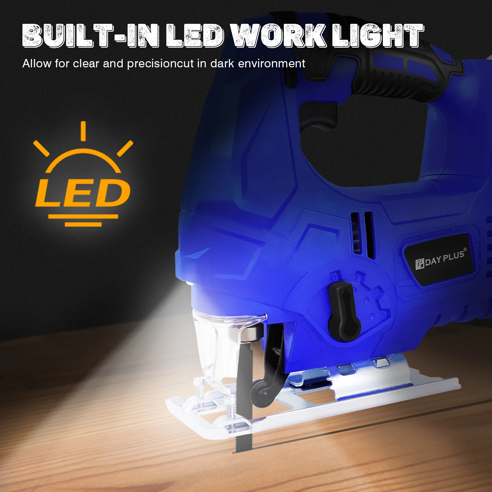 400W Cordless Jigsaw with 1500mAh Li-Ion Battery and Charger, Brushless Motor, 8pcs Blades, LED Light, 3000 SPM, for Wood Metal