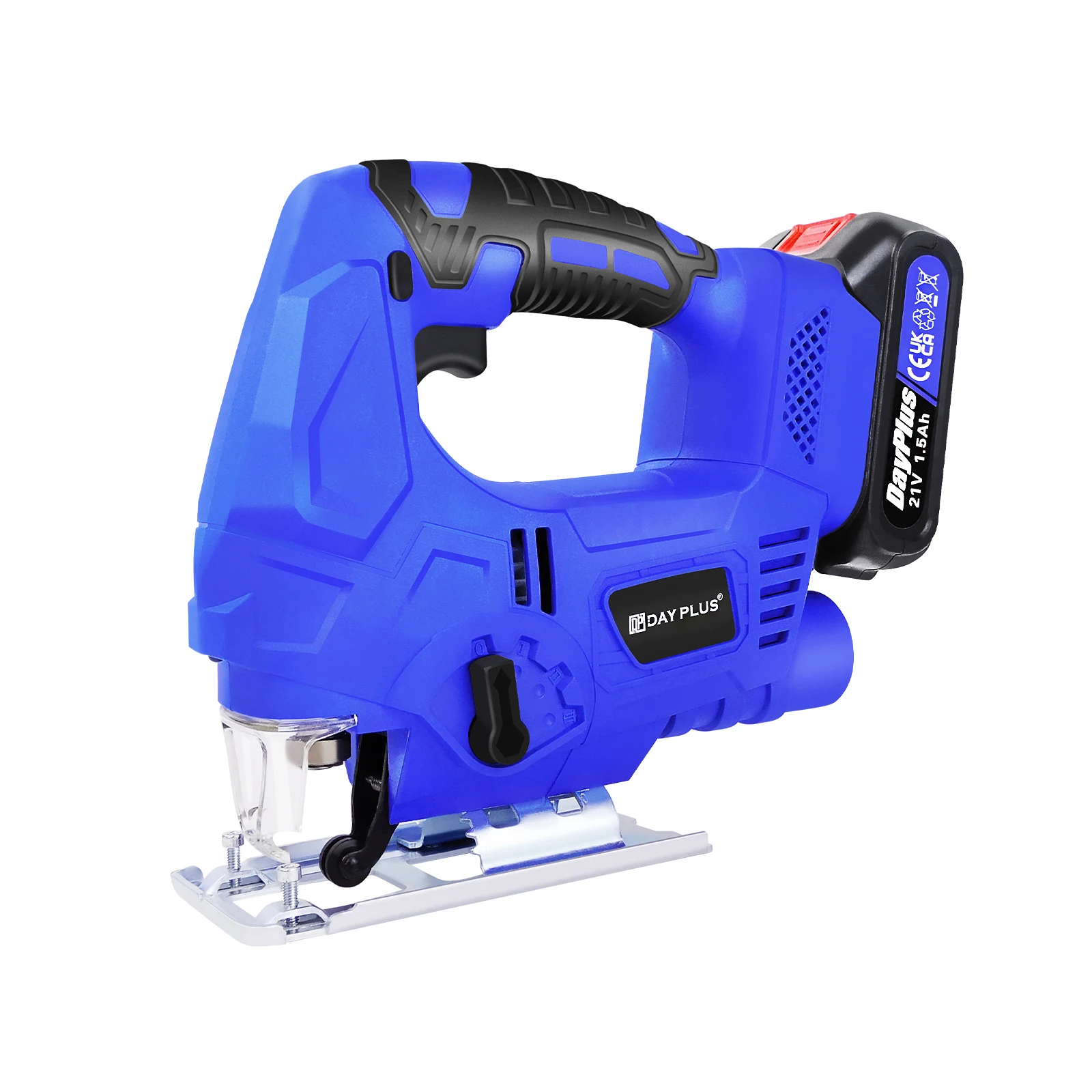 400W Cordless Jigsaw with 1500mAh Li-Ion Battery and Charger, Brushless Motor, 8pcs Blades, LED Light, 3000 SPM, for Wood Metal
