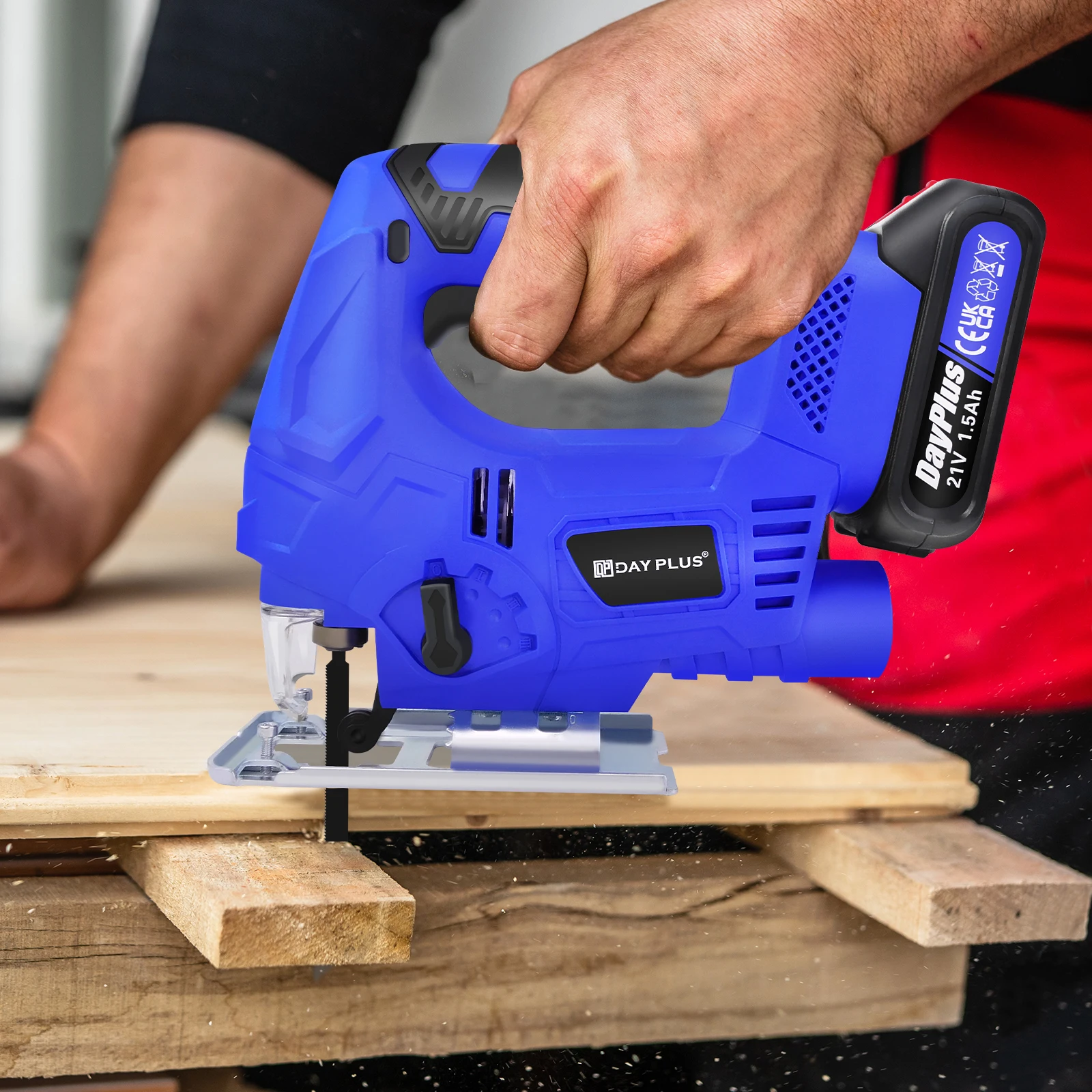 400W Cordless Jigsaw with 1500mAh Li-Ion Battery and Charger, Brushless Motor, 8pcs Blades, LED Light, 3000 SPM, for Wood Metal