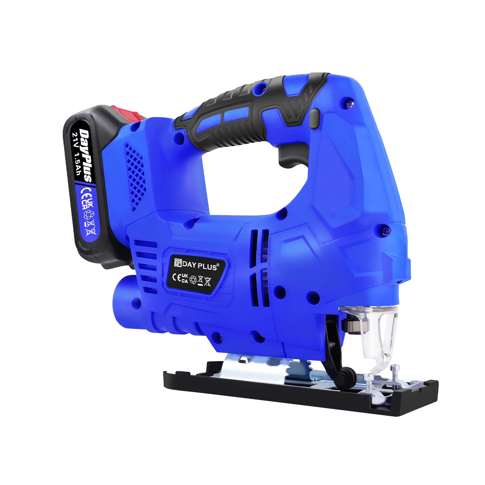 400W Cordless Jigsaw with 1500mAh Li-Ion Battery and Charger, Brushless Motor, 8pcs Blades, LED Light, 3000 SPM, for Wood Metal