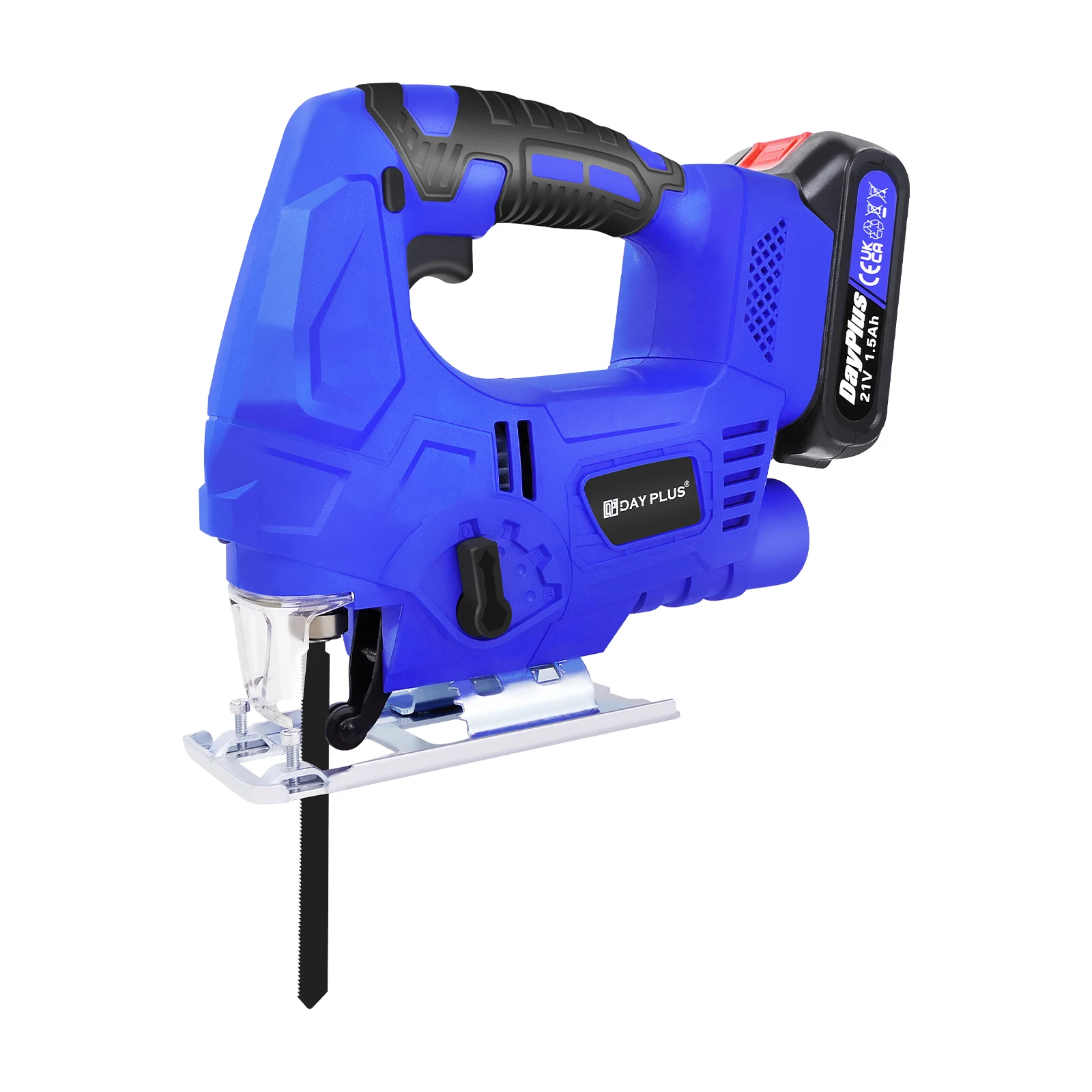 400W Cordless Jigsaw with 1500mAh Li-Ion Battery and Charger, Brushless Motor, 8pcs Blades, LED Light, 3000 SPM, for Wood Metal