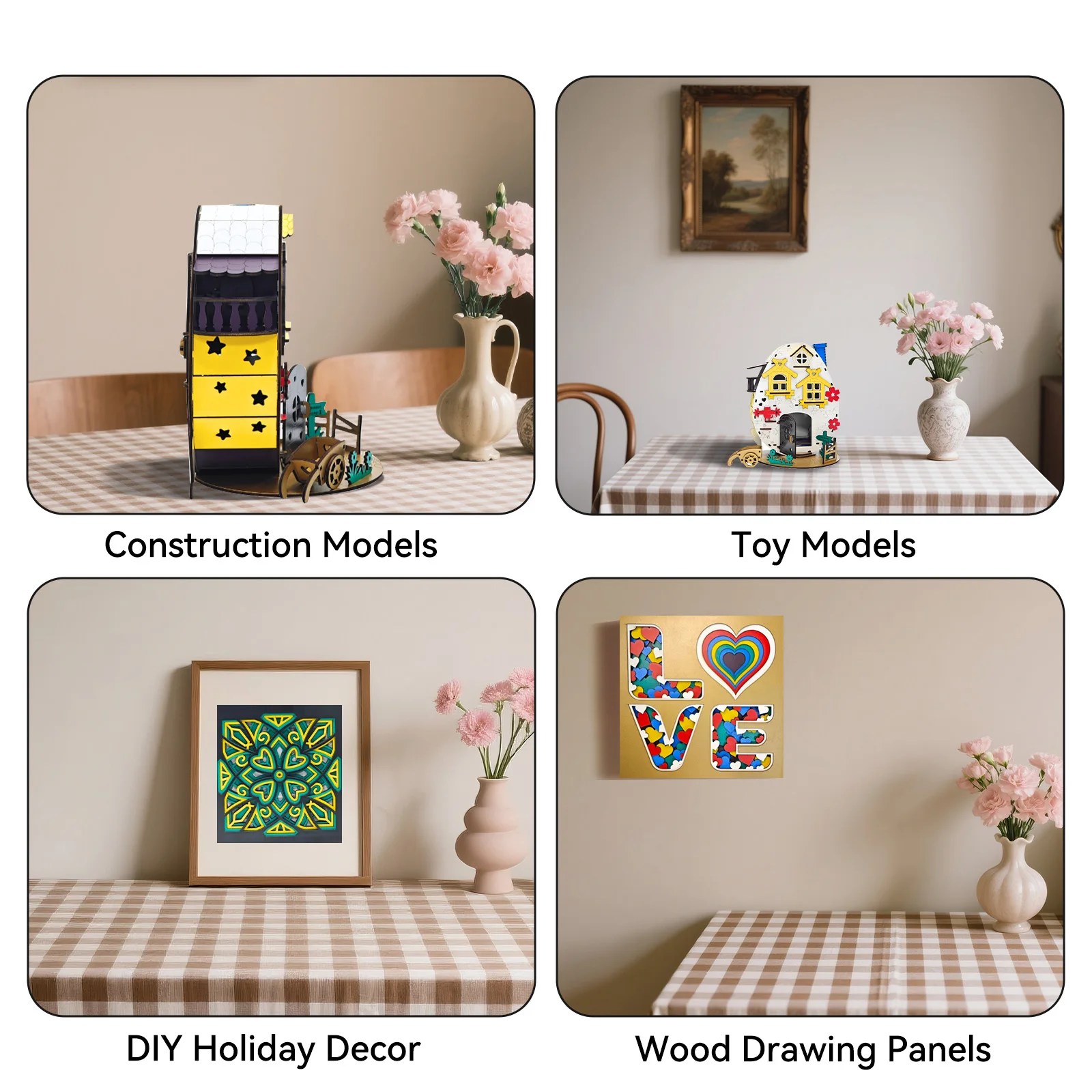 8pcs 3mm 30x30cm Paint-free Colorful Plywood for Model Making Laser Cutting Engraving Colorful Paint-free design
