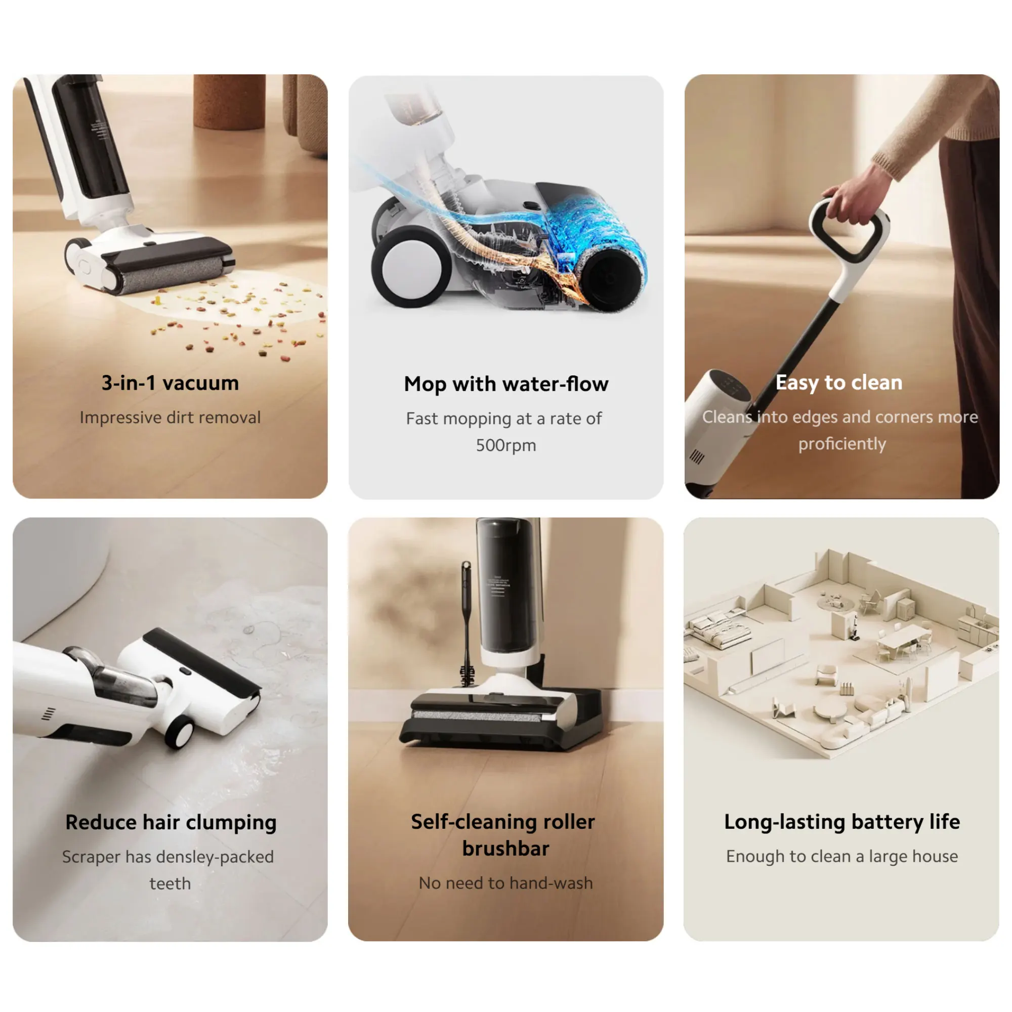 Xiaomi Truclean W20 Wet Dry Vacuum, Floor Cleaning Sweeping Vaccum Cleaner Mop with Water Self-cleaning Roller Brushbar Mijia