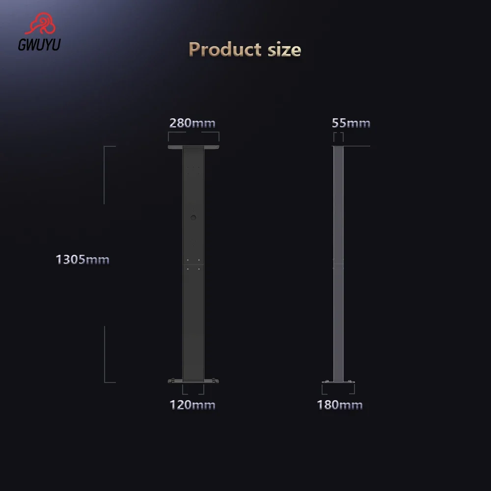 GWUYU EV Charging Holder Pedestal Stand Easy to Install Universal EV Charging Mounting Pole Aluminum Alloy EVSE Pillar Stand