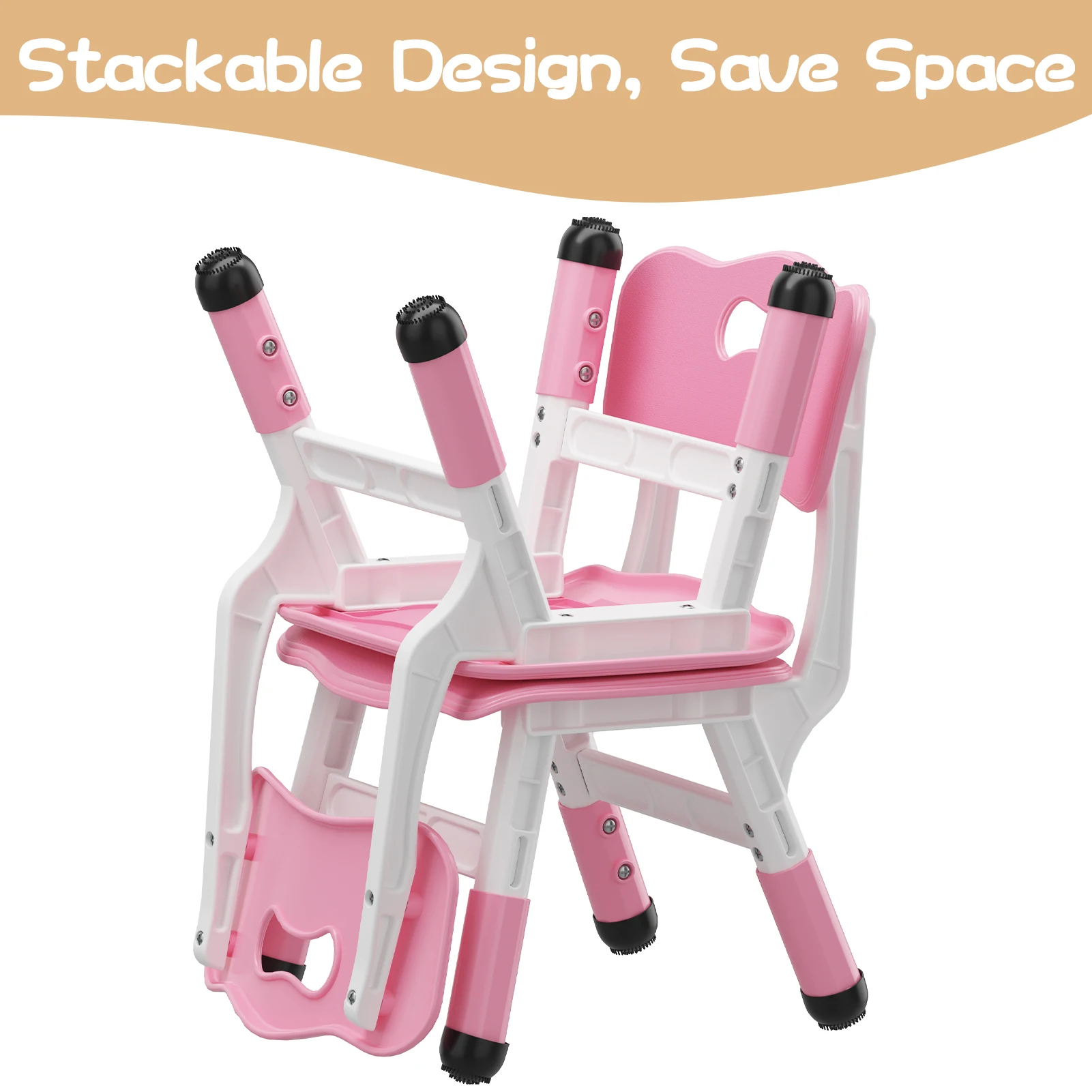 Kids Chairs 2 Pack, 3 Level Height Adjustable Chairs for Children Girls Boys , Plastic Kids Chair for Home Family Classroom