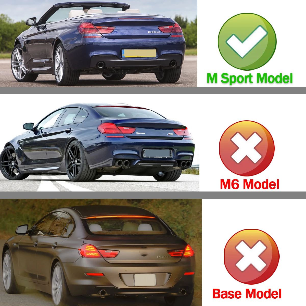 Magickit Dual & Single Exhaust Rear Bumper Diffuser Lip for BMW F06 F12 F13 640i 650i M Sport 2012-2018 Coupe 2Door Sedan 4-Door
