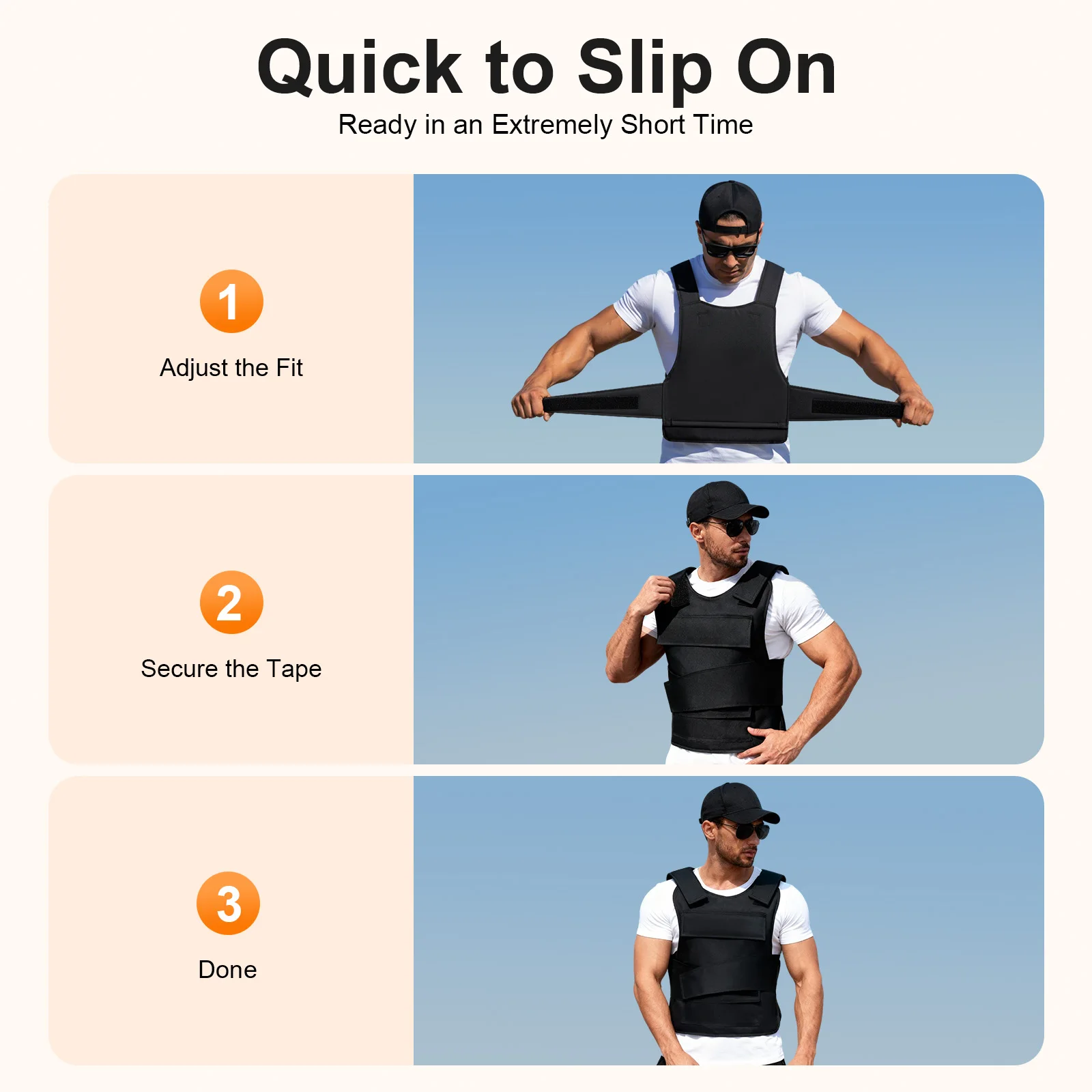 21.65*20.87inch Outdoors Protective Vest Manganese Steel Adjustable Security Training Protective Vest for Security Personnel Pol
