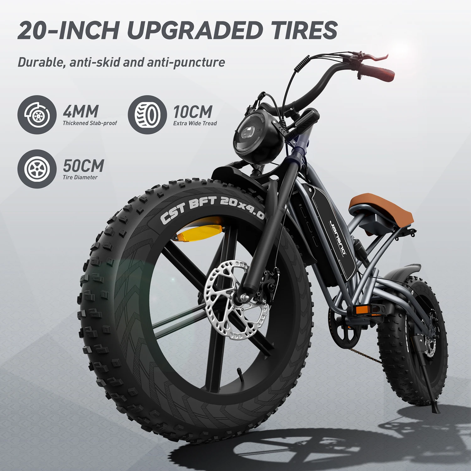 Jansno ebike X50 Adult Electric Bicycle 1000W Men's E-Mountain Bike 48V 17AH Battery 20 Inch Fat Tire Off-Road Electric Bike