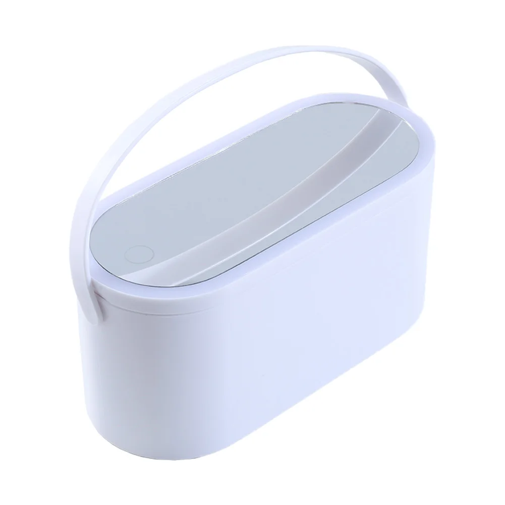 【Breeins】Portable Vanity Travel Makeup Box with LED Lighted Mirror, Pink / White