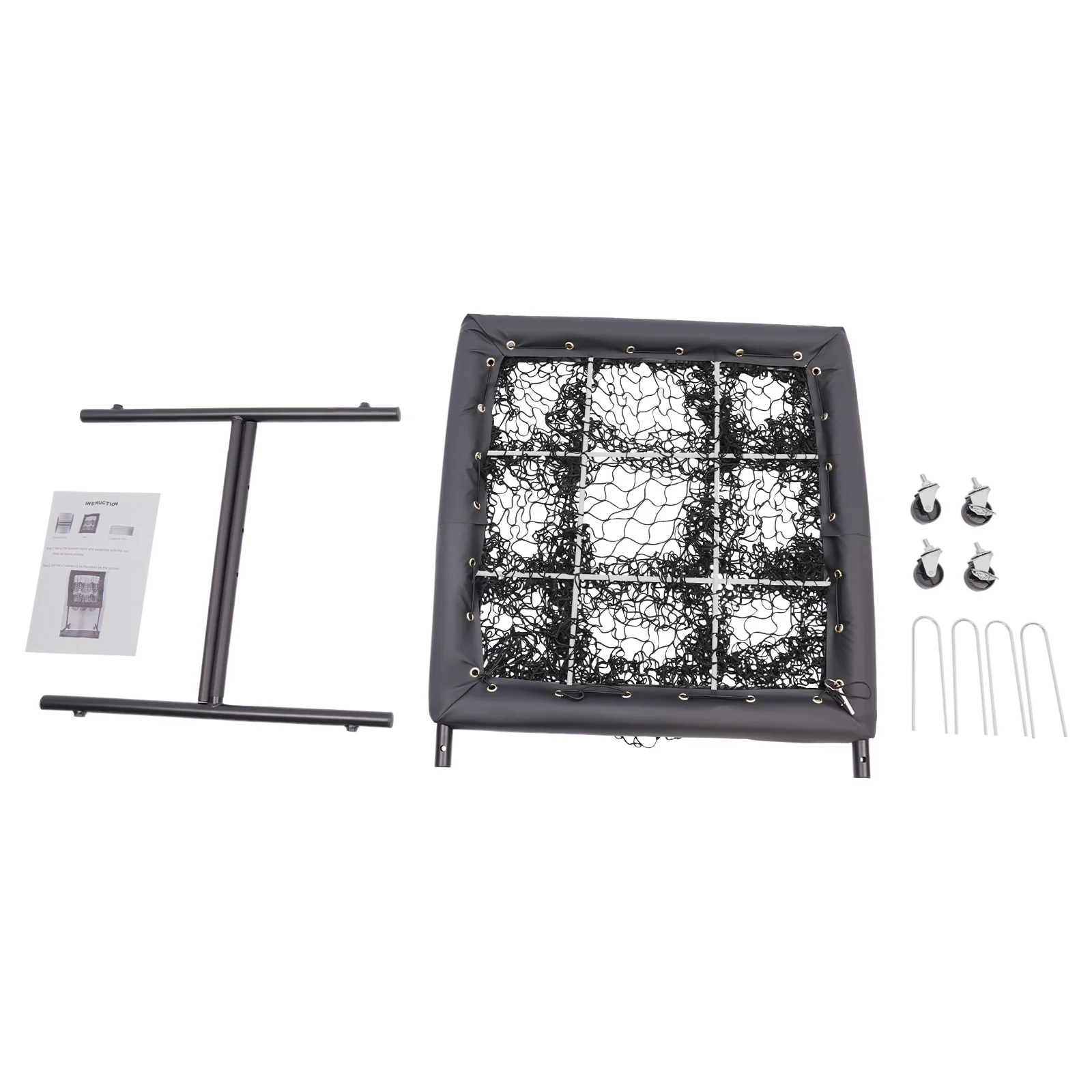 Portable Baseball Training Net with 360° Wheels, 3 Height Adjustable for Backyard Practice, Improves Pitching & Aiming Skills