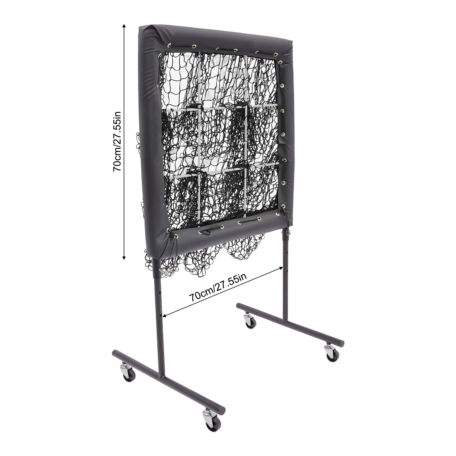 Portable Baseball Training Net with 360° Wheels, 3 Height Adjustable for Backyard Practice, Improves Pitching & Aiming Skills