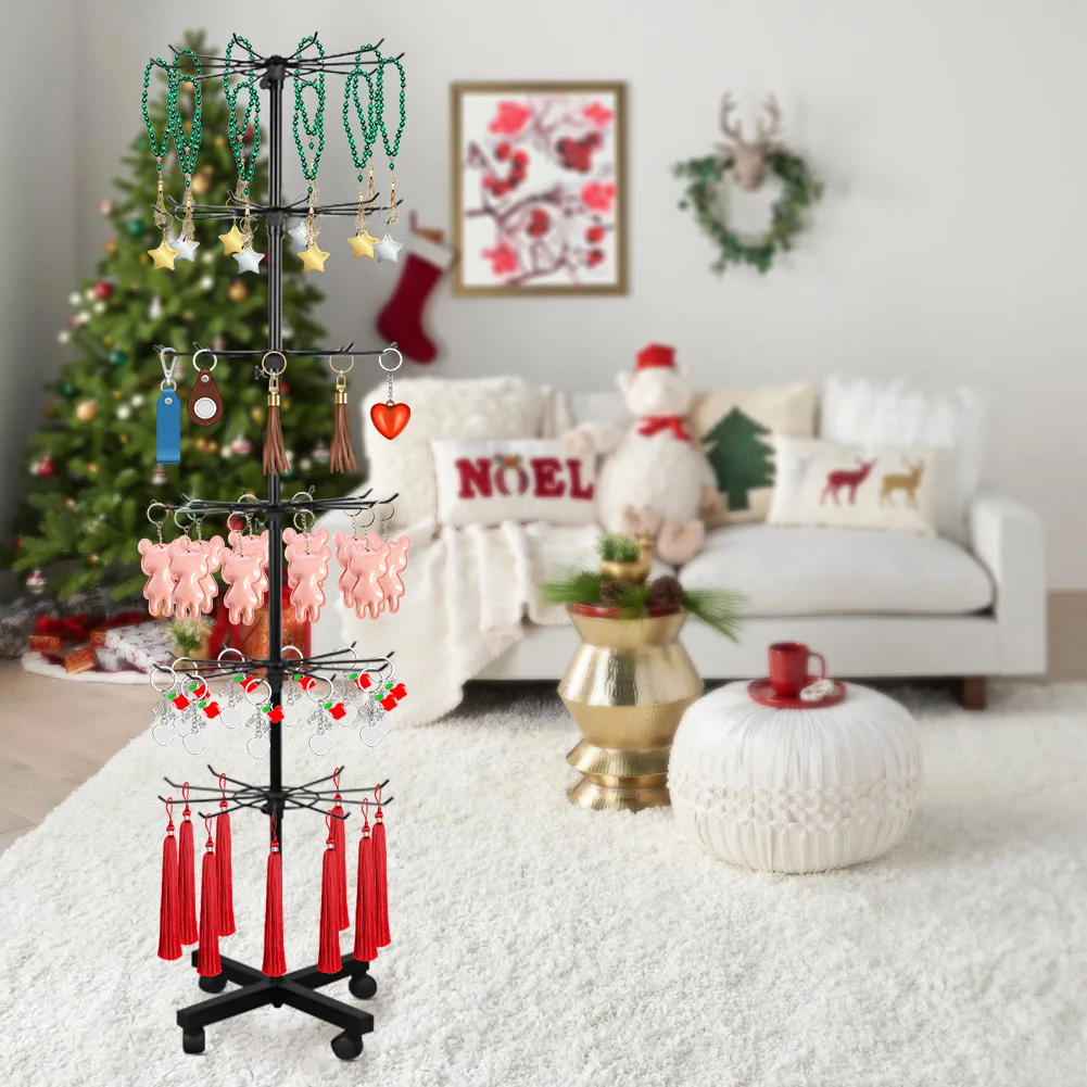 6 Tier Retail Display Stand with Height Adjustable for Hat Sock Jewellery(Black)