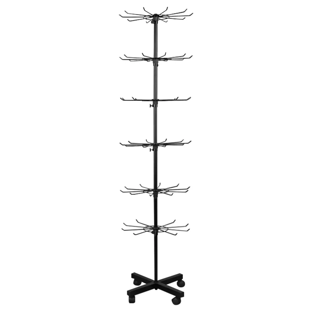 6 Tier Retail Display Stand with Height Adjustable for Hat Sock Jewellery(Black)