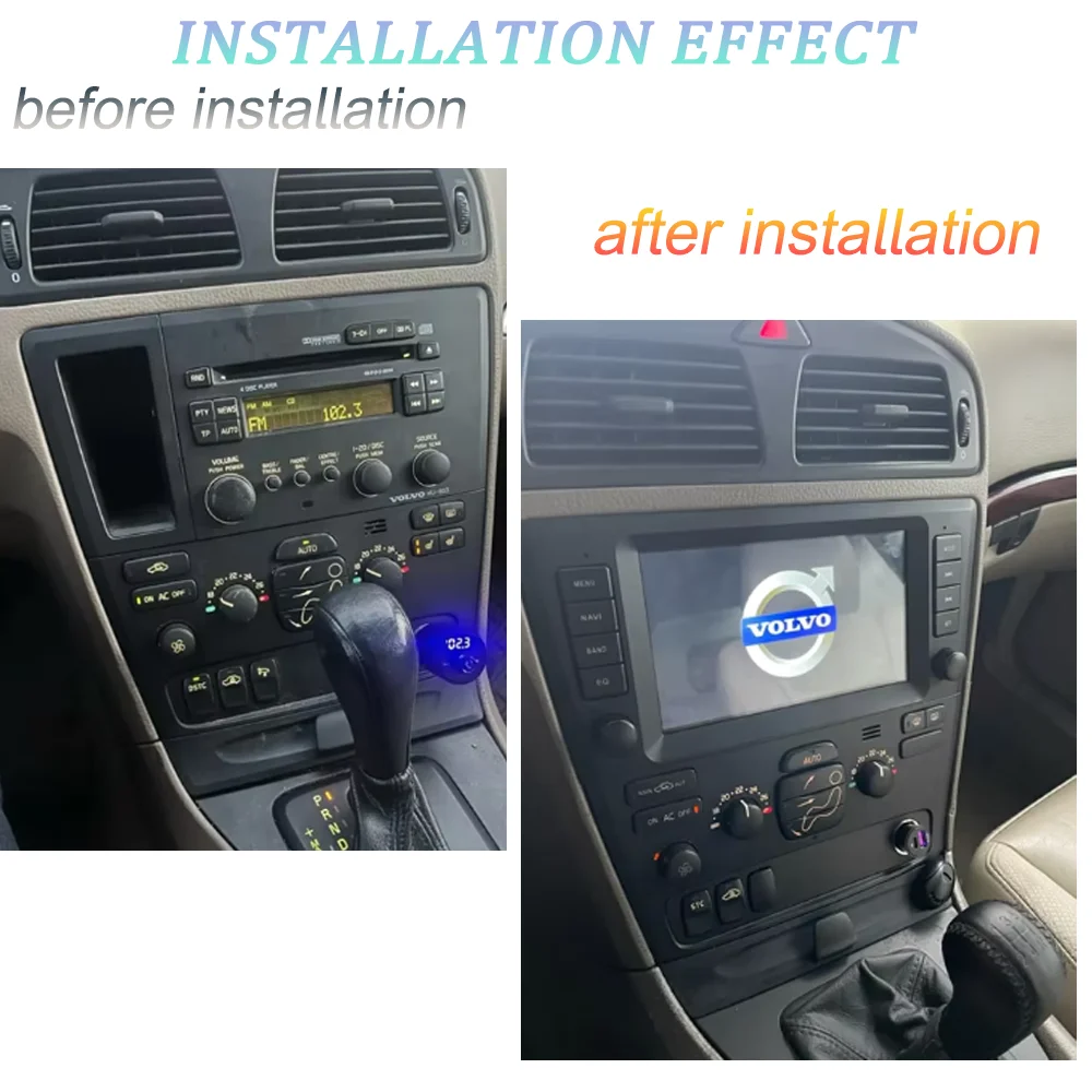 Carplay Auto Android 14 IPS Car DVD Player GPS WIFI BT RDS Radio Multimedia For VOLVO S60 V70 XC70 XC90 2000-2004 Navigation