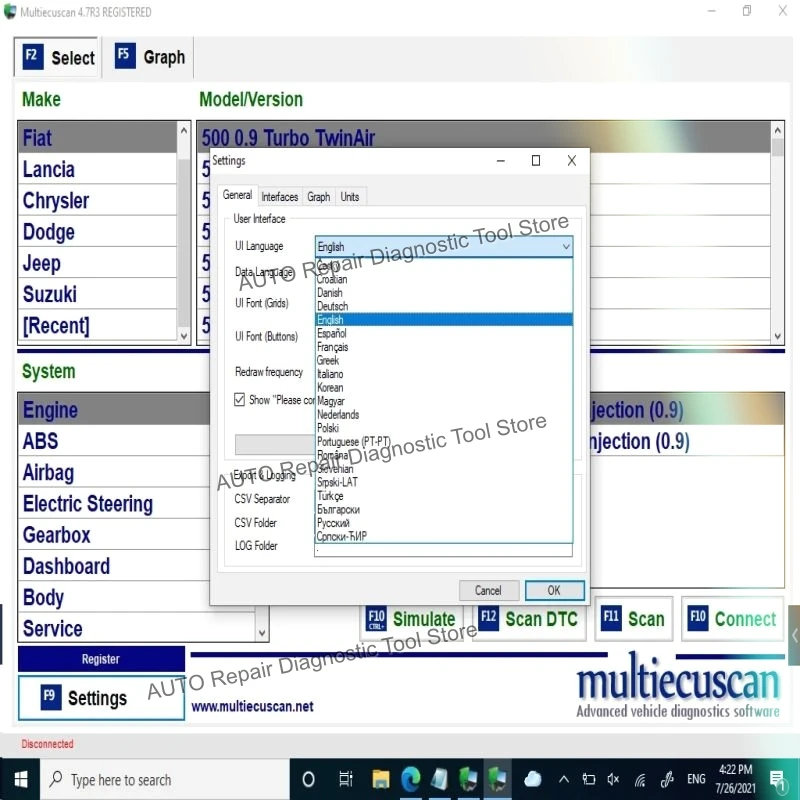 New Multiecuscan Fiat Original Software 2023 Multi ECU Scan V4.8 For Fiat/Chrysler/Dodge/Jeep/Suzuki Scanner Software V4.7 Work