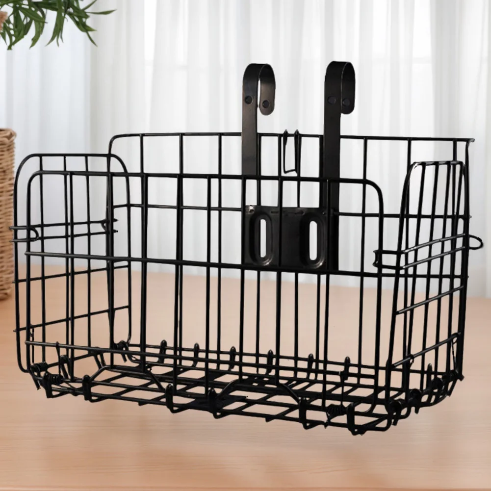Bike Front Rear Basket Rust Proof Metal Wire Ebike Basket Non-Slip Quick Release Frame Basket for Outdoor Cycling Travel Basket