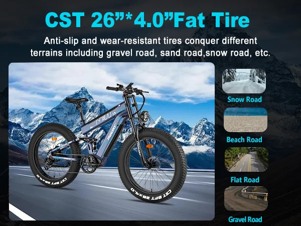 Freesky M520 Electric Bike 1200W Motor 48V41Ah Battery Electric Bicycle 26-inch Fat Tire E-Mountain Bike