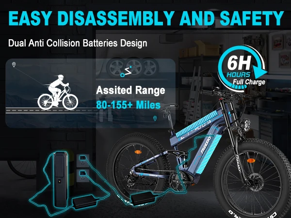 Freesky M520 Electric Bike 1200W Motor 48V41Ah Battery Electric Bicycle 26-inch Fat Tire E-Mountain Bike