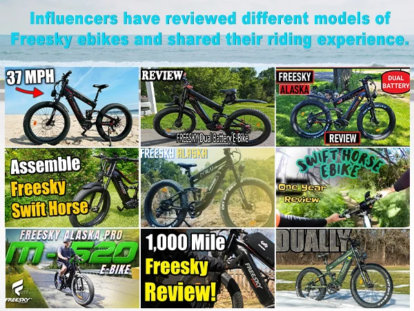 Freesky M520 Electric Bike 1200W Motor 48V41Ah Battery Electric Bicycle 26-inch Fat Tire E-Mountain Bike