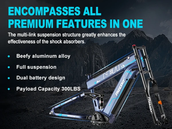 Freesky M520 Electric Bike 1200W Motor 48V41Ah Battery Electric Bicycle 26-inch Fat Tire E-Mountain Bike