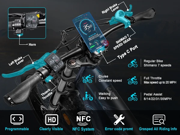 Freesky M520 Electric Bike 1200W Motor 48V41Ah Battery Electric Bicycle 26-inch Fat Tire E-Mountain Bike