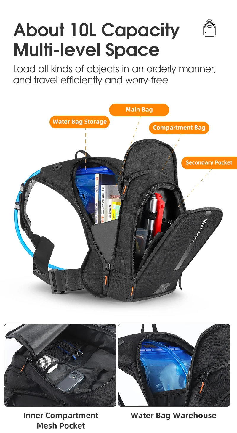 WEST BIKING Ultralight Bicycle Bag 20L Sports Hydration Backpack Outdoor Climbing Bag Ergonomics MTB Road Bike Cycling Water Bag