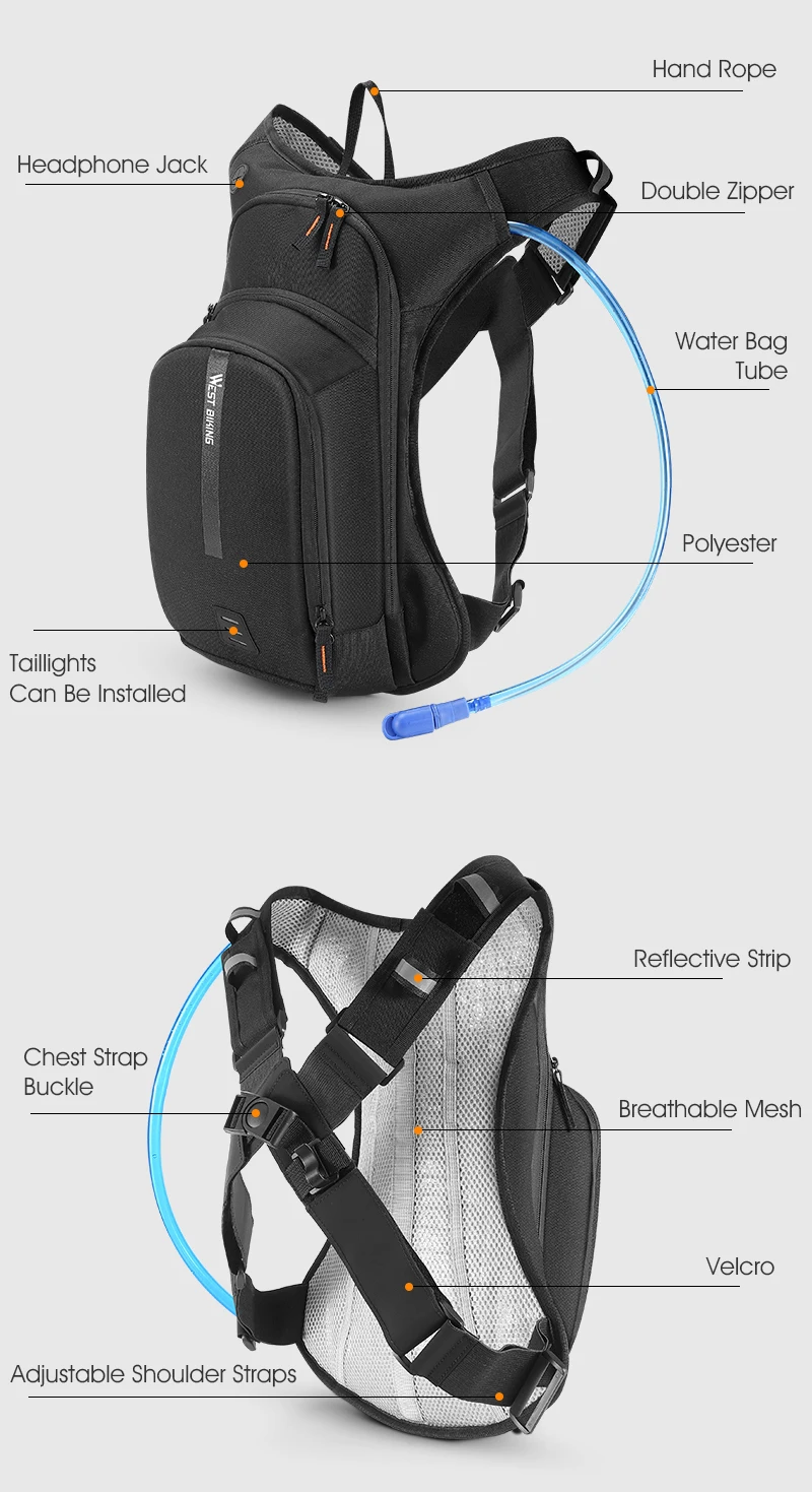 WEST BIKING Ultralight Bicycle Bag 20L Sports Hydration Backpack Outdoor Climbing Bag Ergonomics MTB Road Bike Cycling Water Bag