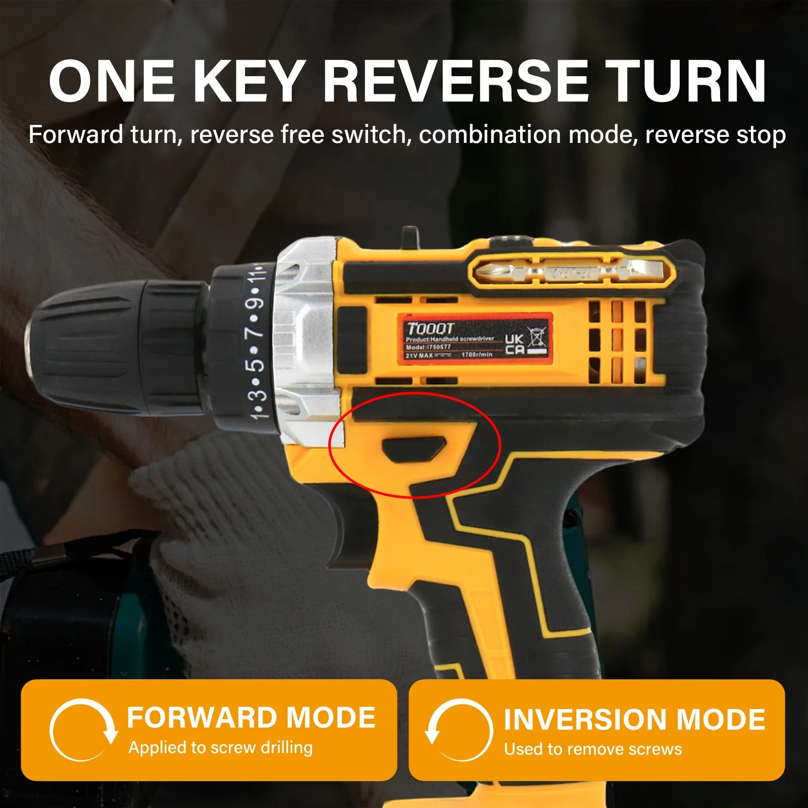 2 Battery Cordless Drill 21V Electric Screwdriver Set with 2 Batteries & Charger