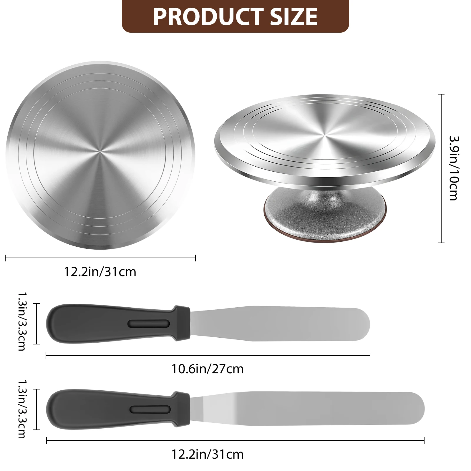 35-Piece Cake Decorating Set,Rotating Cake Stand,Includes Palette Knife and Cream Scraper Accessories for Professional Baking