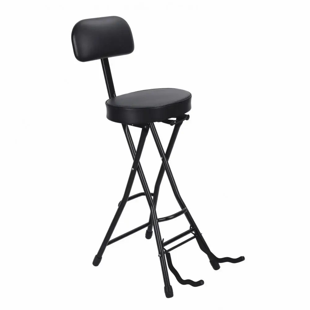 Guitar Stool with Padded Cushion Heavy-Duty Ergonomic Backrest Folding Chair with Guitar Stand Adult Portable Folding Stool