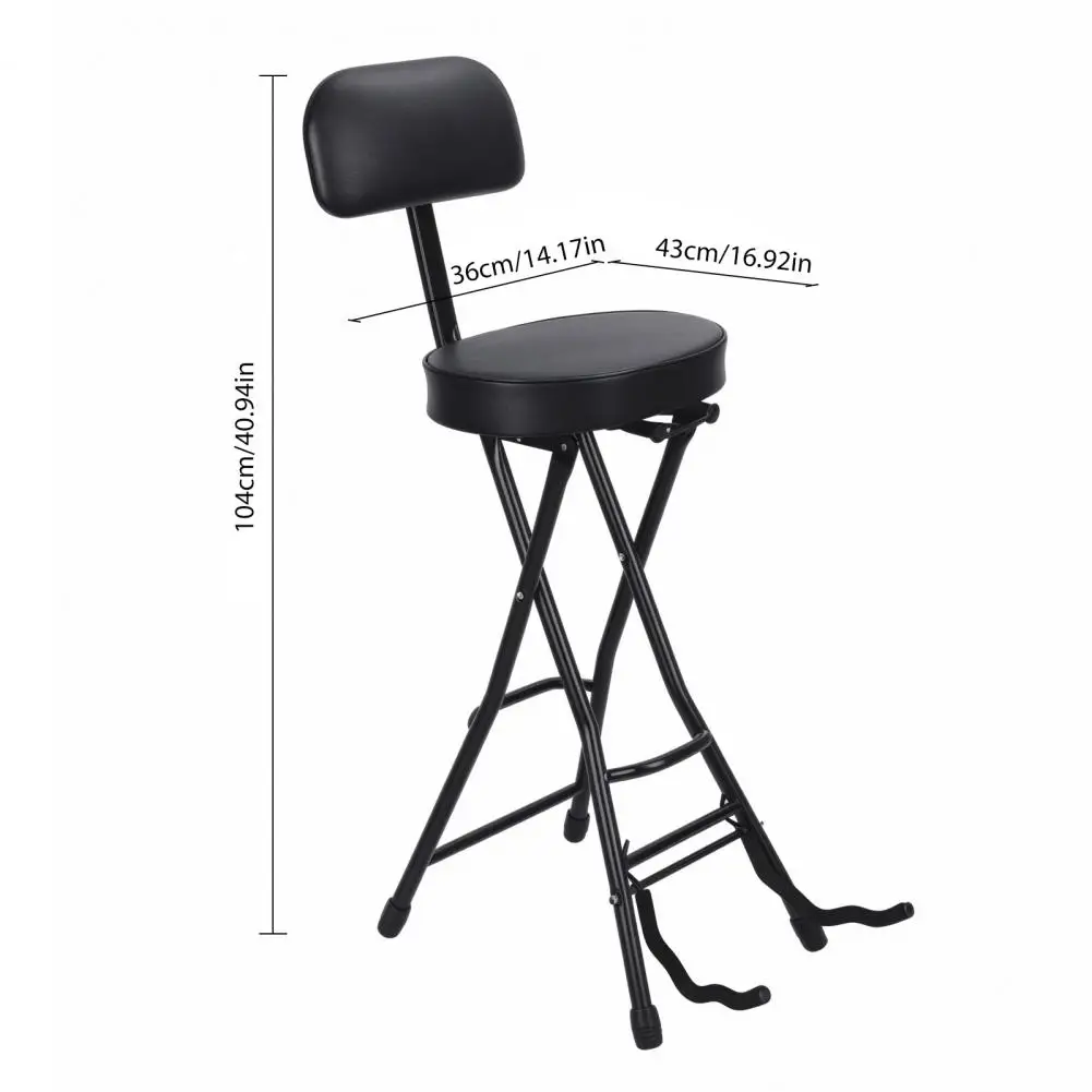 Guitar Stool with Padded Cushion Heavy-Duty Ergonomic Backrest Folding Chair with Guitar Stand Adult Portable Folding Stool