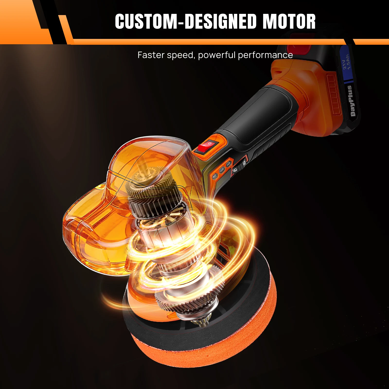 NEW! DayPlus 21V Car Polisher Buffer Machine Cordless 6-Speed Electric Polisher Kit 150mm Base for Polishing Sanding 2 Battery