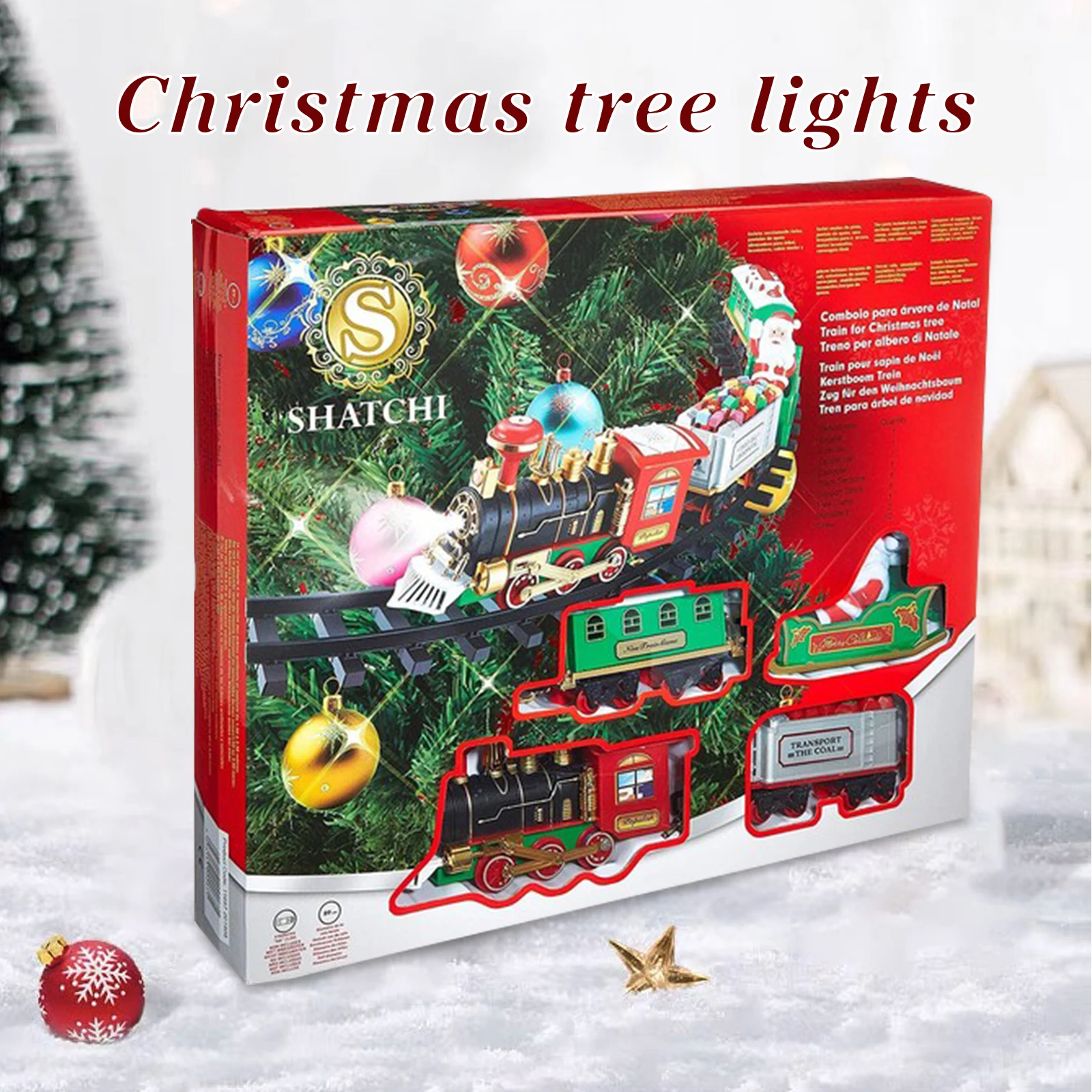 Hanging Christmas Train Set with Light Sound Christmas Toy Train Electric Tracks Toys for Kids Indoor Christmas Decoration