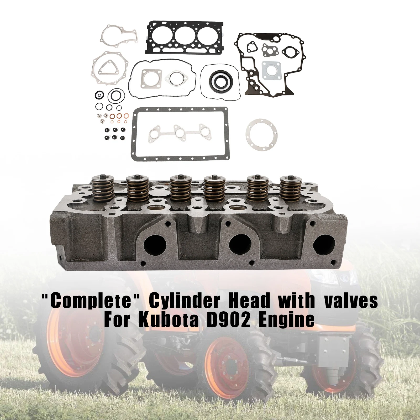 Artudatech Complete Cylinder Head+Gasket Kit For Kubota D902 RTV900 Tractort 1G962-03045