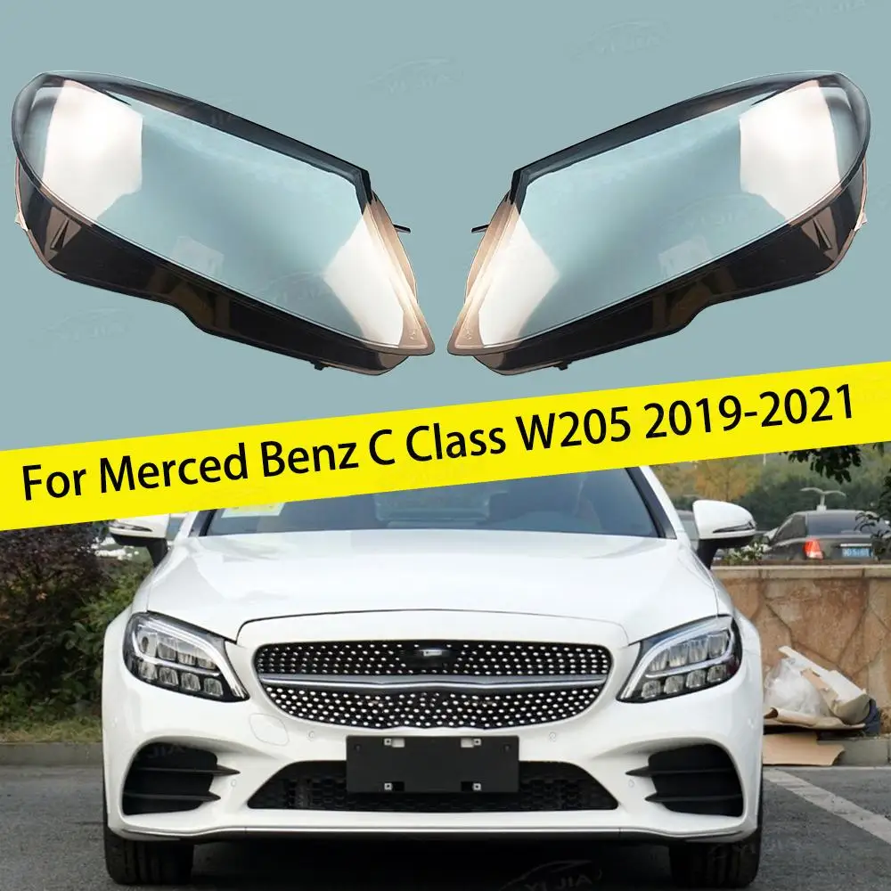 Free shipping For Mercedes-Benz W205 C180 C260L 2019-2021 Left Right Headlamp Cover Transparent Lampshade Headlight Lens Shell