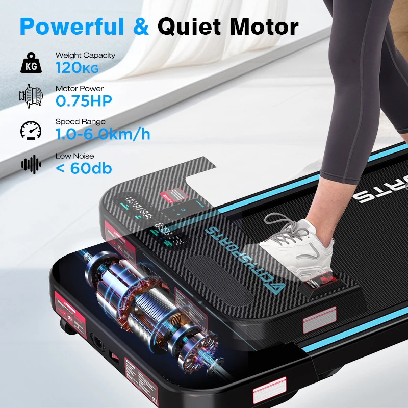 CITYSPORTS PRO Treadmill, Walking Pad, Portable Treadmill, 120kg, Powerful & Quiet Motor, Non-Slip & Comfortable Running Belt