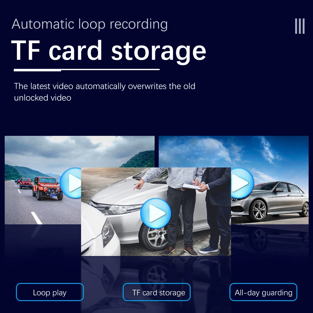 Podofo 9.66 Inch Rearview Mirror Recorder 1080p Automobile Dash Cam Video Recorder DVR Dash Cam Cycle Dual Lens